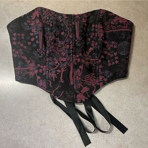 Women’s Tic Toc Maroon Lace Up Corset Top